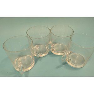 Punch Bowl Glass Cups Low Open Loop Handle Cappuccino Demitasse Vintage Lot 4